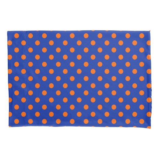 Oranje op blauwe stippen patroonontwerp  kussensloop (Voorkant)