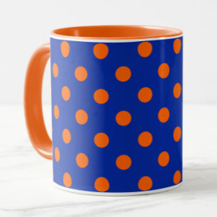 Oranje op blauwe stippen patroonontwerp  mok