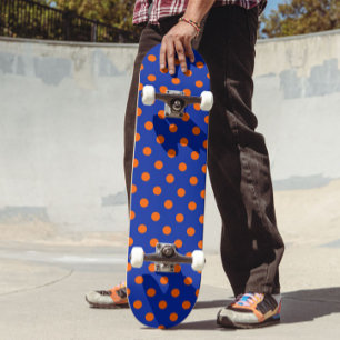 Oranje Op Blauwe Stippen Patroonontwerp Persoonlijk Skateboard