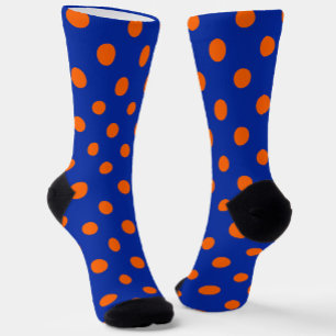 Oranje op blauwe stippen patroonontwerp sokken