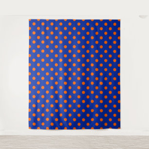 Oranje op blauwe stippen patroonontwerp wandkleed