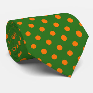 Oranje op groene polka stippen patroonontwerp  stropdas