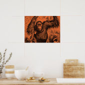 Oranje Orangutan Illustratie - aap Poster (Keuken)