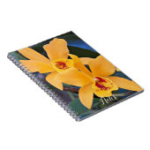 Oranje Orchid Blooms Floral Notitieboek (Rechterzijde)