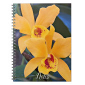 Oranje Orchid Blooms Floral Notitieboek (Voorkant)