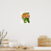 Oranje Orchid Flowers no. 10 Wall Art Print (Keuken)