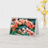 Oranje orchidebloemen tegen groene olie kaart (Gele Bloem)