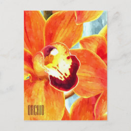 Oranje orchidee Briefkaart