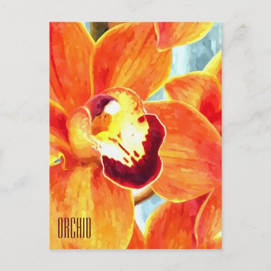 Oranje orchidee Briefkaart (Voorkant)