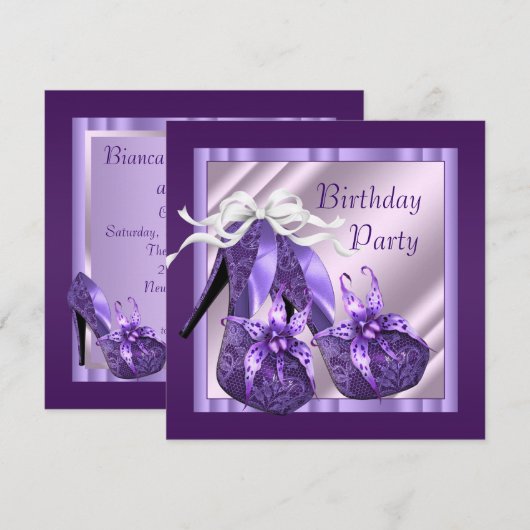 Oranje Orchidee Hoge Hak Schoenen Vrouwen Paarse V Kaart (Voorkant / Achterkant)