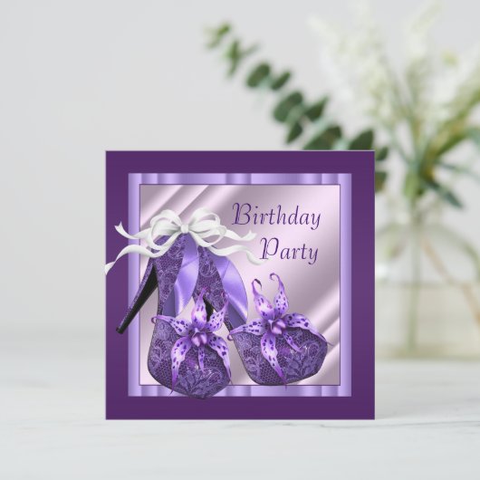 Oranje Orchidee Hoge Hak Schoenen Vrouwen Paarse V Kaart (Staand voorkant)