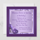 Oranje Orchidee Hoge Hak Schoenen Vrouwen Paarse V Kaart (Achterkant)