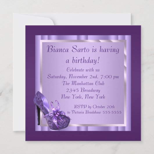 Oranje Orchidee Hoge Hak Schoenen Vrouwen Paarse V Kaart (Achterkant)