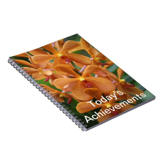 Oranje orchidee notebook notitieboek (Rechterzijde)