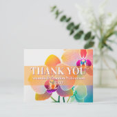 Oranje Orchidee Tropische bruiloft Dank u kaart (Staand voorkant)