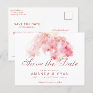 Oranje Orchidee Waterverf Bloem Bloemen Huwelijk Aankondigingskaart