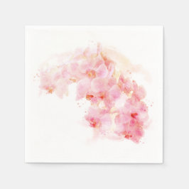 Oranje Orchidee Waterverf Bloem Bloemen Huwelijk Servet