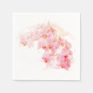 Oranje Orchidee Waterverf Bloem Bloemen Huwelijk Servet