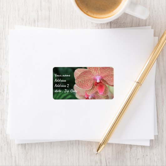 Oranje orchideeën etiket (Insitu)