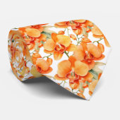 Oranje orchideeën herfstkleuren stropdas (Opgerold)