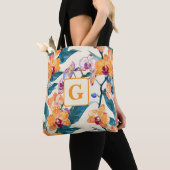 Oranje Orchideeën Monogram fleece deken Tote Bag (Dichtbij)
