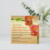 Oranje Orchideeën Tropische Strand Bestemming Brui Kaart (Staand voorkant)