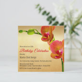 Oranje Orchideeën Verjaardagsfeestuitnodiging Kaart (Staand voorkant)