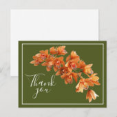 Oranje Orchids Green Background Dank u Briefkaart (Voorkant / Achterkant)