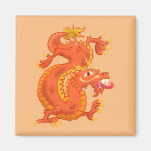Oranje Oriental Dragon Magnet (Voorkant)