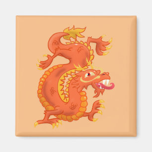 Oranje Oriental Dragon Magnet