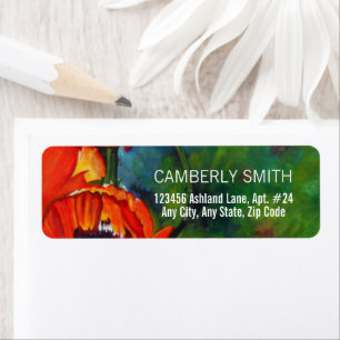 Oranje-Oriental Poppies Floral Art Label