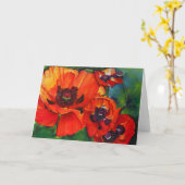 Oranje Oriental Poppies Painting Kaart (Gele Bloem)