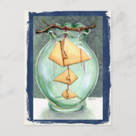 Oranje origami Fishes Briefkaart