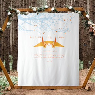 Oranje Origami Paper Cranes Wedding Photo Backdrop Wandkleed