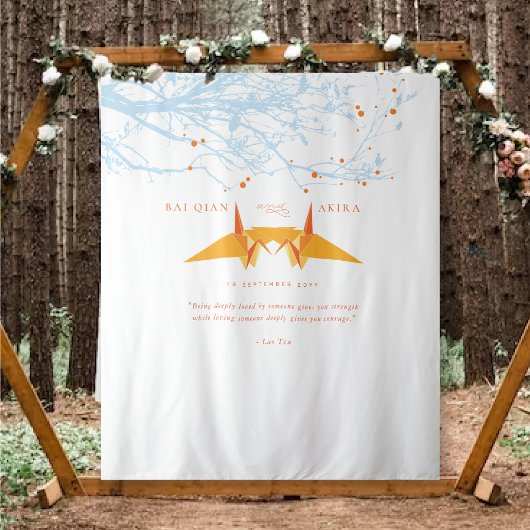 Oranje Origami Paper Cranes Wedding Photo Backdrop Wandkleed