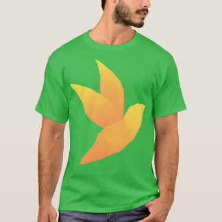 Oranje origamivogel t-shirt