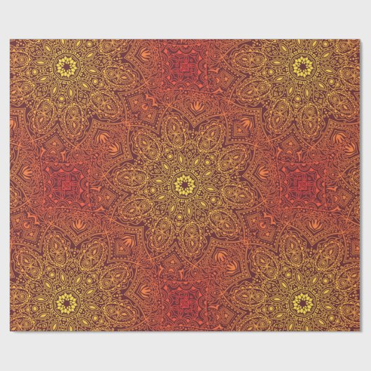 Oranje ornamental Lace Pattern Cadeaupapier (Vlak)