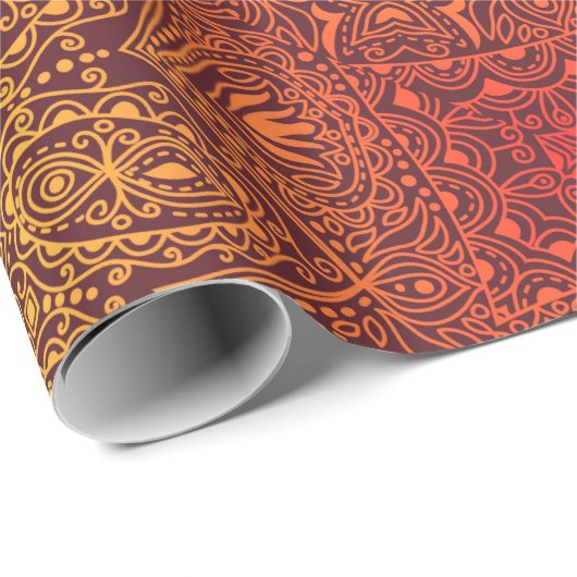 Oranje ornamental Lace Pattern Cadeaupapier (Rol Hoek)