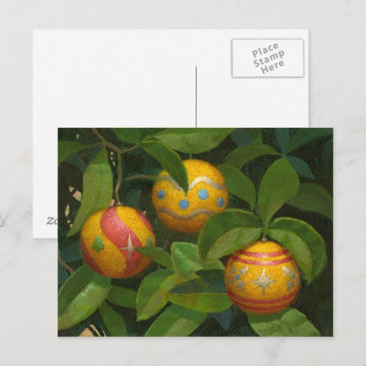 Oranje Ornamenten Kerst briefkaart (Voorkant / Achterkant)