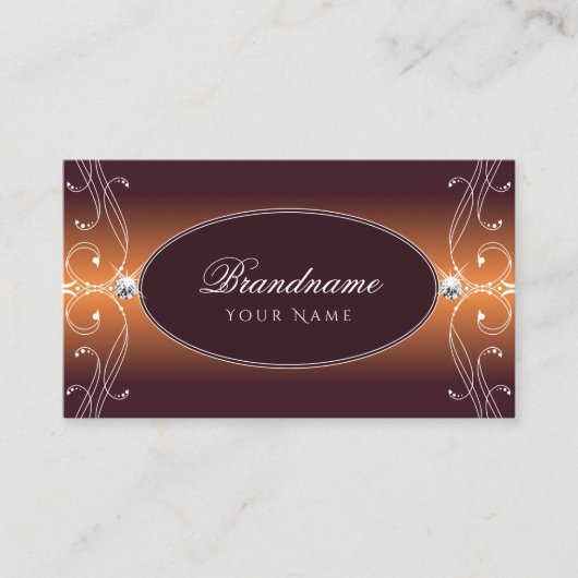 Oranje Ornamenten van Brown Ombre Visitekaartje (Voorkant)