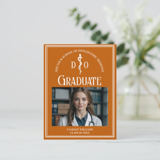 Oranje Osteopathische Medische School Afstuderen F Aankondigingskaart (Staand voorkant)