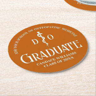 Oranje Osteopathische Medische School Graduation P Ronde Kartonnen Onderzetter
