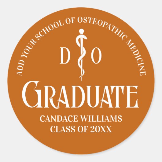 Oranje Osteopathische Medische School Graduation P Ronde Sticker (Voorkant)