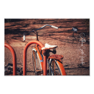 Oranje Oude Fiets Foto Afdruk