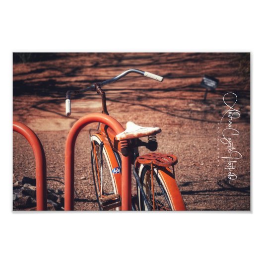 Oranje Oude Fiets Foto Afdruk (Voorkant)