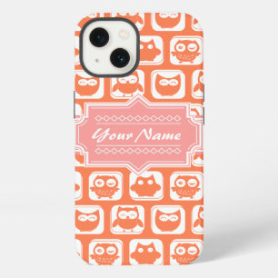 Oranje Owl Coral Persoonlijke naam iPhone 13 Hoesje
