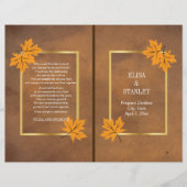 Oranje paardebladeren op bruin trouwprogramma (Voorkant)