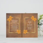 Oranje paardebladeren op bruin trouwprogramma (Staand voorkant)