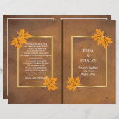 Oranje paardebladeren op bruin trouwprogramma (Voorkant / Achterkant)