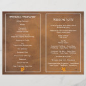 Oranje paardebladeren op bruin trouwprogramma (Achterkant)